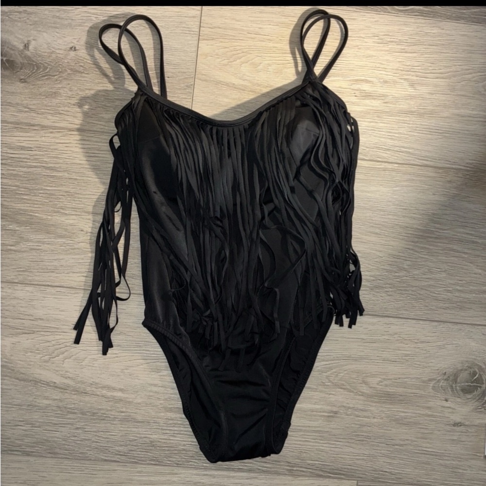 NWOT Rare Vintage 90s Medium Fringe One Piece Swimsuit by Inches Away